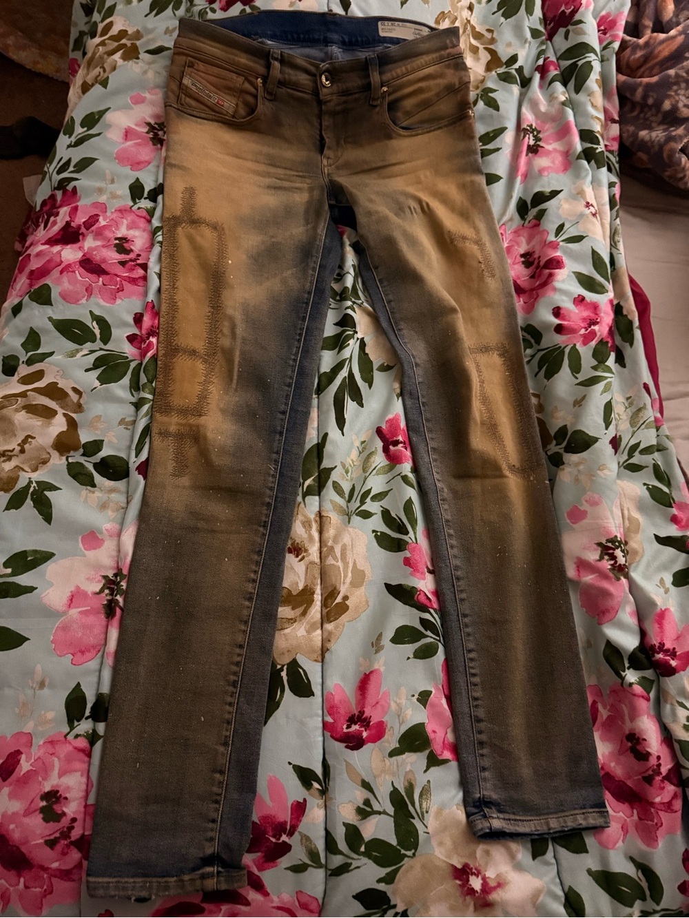 Diesel Skinny Jeans in Brown Fade with Black Wash